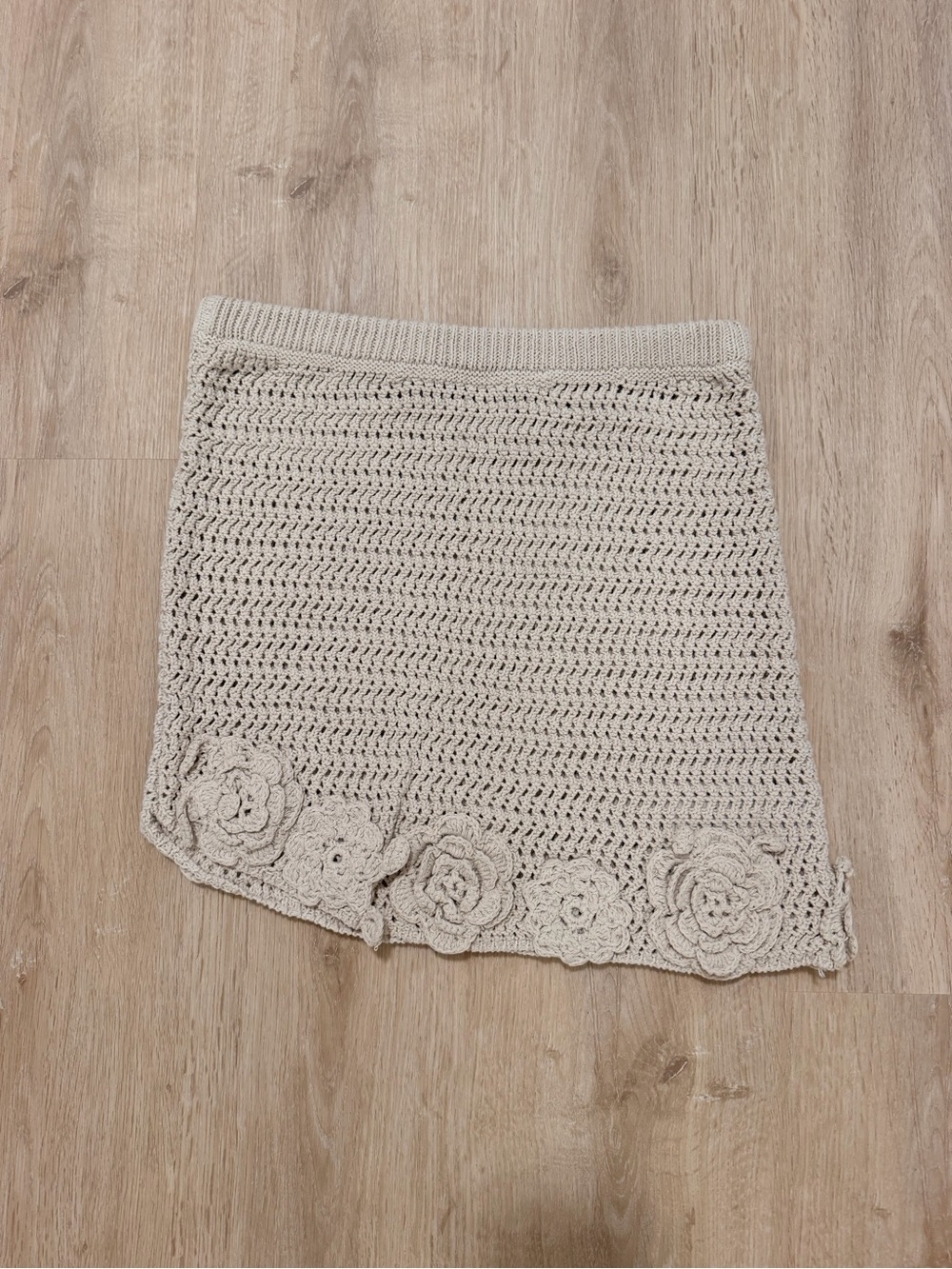 Free people Crochet Floral Hem Mini Skirt - Cream